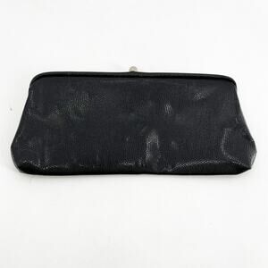 Vintage Black‎ Leather Vintage Snap Clutch Purse